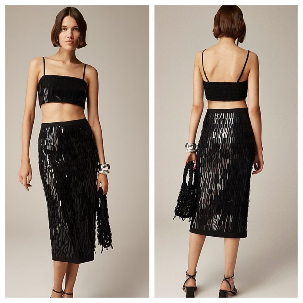 J. Crew Collection Sequin Fringe Midi Skirt. Size XL. NWT.